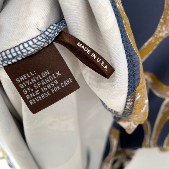 J. McLaughlin Ruched Catalina Abstract Print 3/4 Sleeve Dress Size Small Blue 18 - Picture 5 of 7